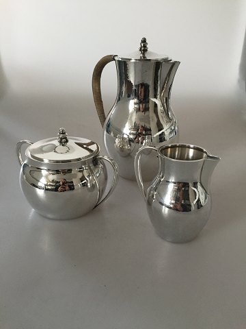 Hans Hansen Sterling Silver Coffee Pot, Creamer and sugar designed by Karl Gustav Hansen