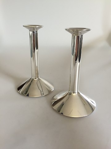 A pair of Hans Hansen Sterling Silver Candlestick designed by Karl Gustav Hansen No 511
