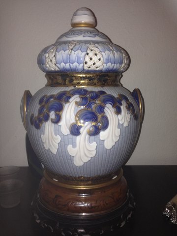 Bing & Grøndahl Art Nouveau Fanny Garde Unika Vase fra 1923 i 3 dele med guld dekoration af Theodor Larsen