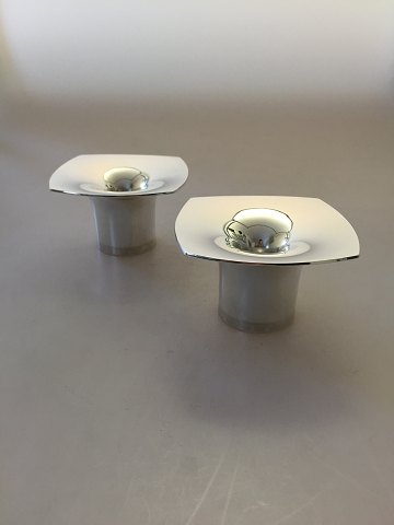 Par Hans Hansen Sterling Sølv Lysestager i moderne design af Leon Kastbjerg Nielsen