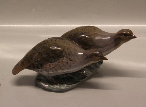 Rare Early Royal Copenhagen figurine  1600 RC Patridge - pair 9 x 22 cm Peter Herold 1914