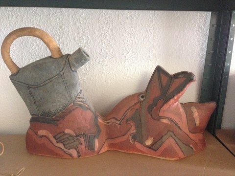 Royal Copenhagen Sten Lykke Madsen Stoneware Sculpture from 1991 Thepot, Whale and Bird