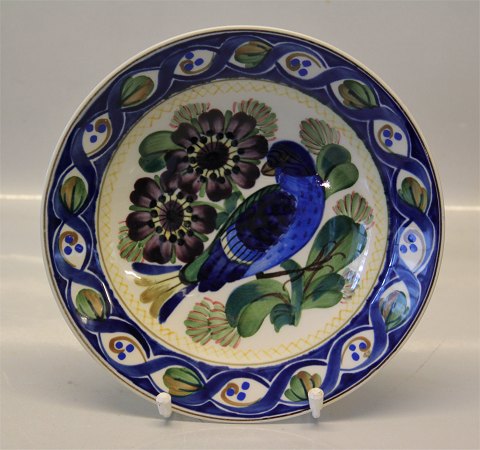 Aluminia kunstfajance 1174-404 Aluminia Plate  Blå fuglog 2 blomster 20.5 cm