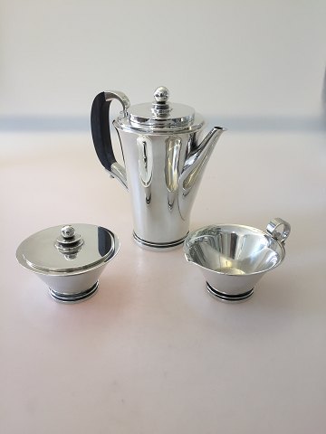 Georg Jensen Pyramide Sterling Sølv Kaffekande, flødekande og sukkerskål No 600 A
