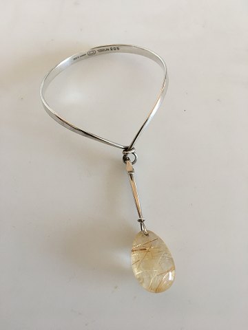 Georg Jensen Sterling Silver Bracelet No 205 with Pendant No 130 with Rutile Quartz