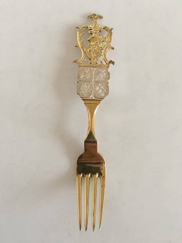 Anton Michelsen Commemorative Fork In gilded Sterling Silver from 1914. 