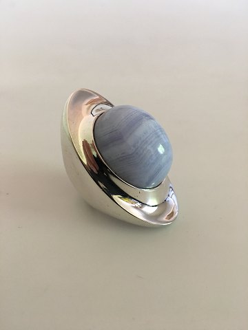 Georg Jensen Sterling Silver Henning Koppel Ring No. 242 with Sky Blue / Violet Stone