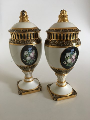 Bing & Grondahl Pair of Overglaze vase with Gold decoration by Theodor Larsen