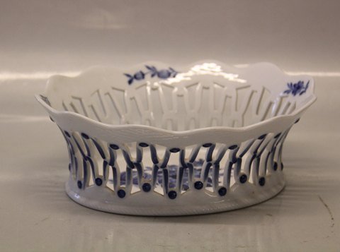 Antik 8199-10 Frugtkurv, oval 9 x 24 cm Kongelig Dansk Porcelæn Blå Blomst 
Flettet 
