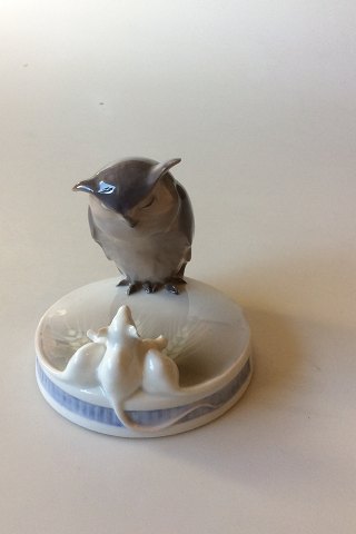 Royal Copenhagen Art Nouveau Dish with owl and 3 mice No 450