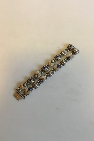 Georg Jensen Sterling Sølv Art Nouveau Dobbelt Armbånd med Lapiz Lazuli og Sølvsten No 3