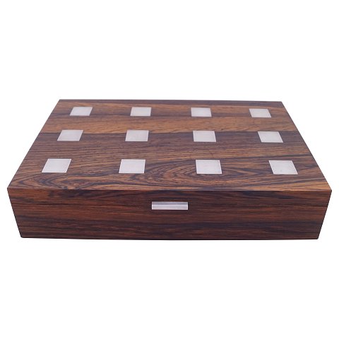 Hans Hansen; A rosewood box set with sterling silver