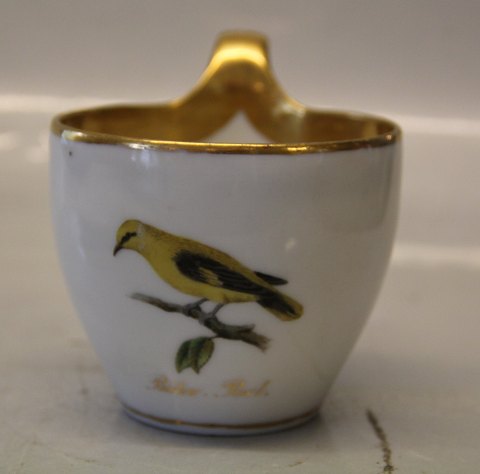 Royal Copenhagen Antique High Handle Cup with bird : Bülow Pirol 9 x 9.50 cm & saucer 17 cm ca 1790-1850