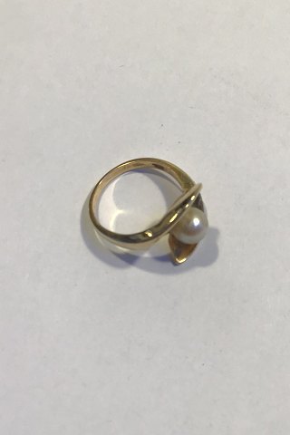 Edvard Berg 14K Gold Ring with Pearl
