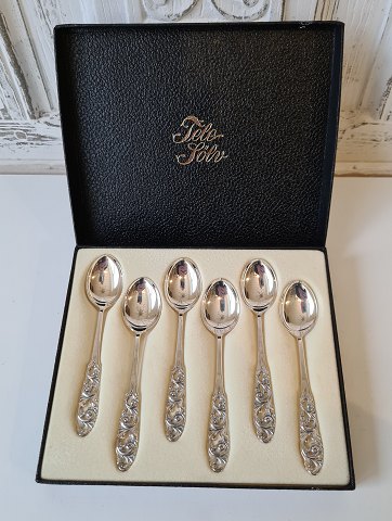 Set of 6 Norwegian coffee spoons in silver by Brødrene Mylius