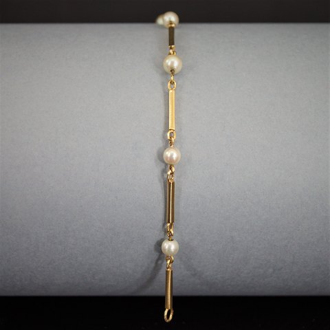 Pind-perle armbånd af 14 kt. guld
