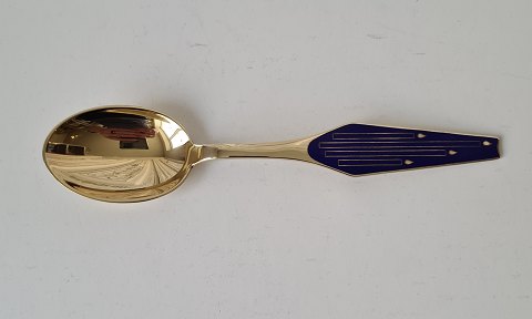 Sorenco Christmas spoon in gilded sterling silver decorated with Christmas candles in enamel from 1965