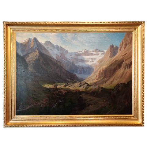 Eiler Rasmussen Eilersen; Painting, Motif of Swiss mountains, Oil on canvas