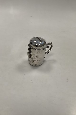 European silver Piggy Bank with lock