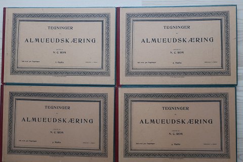 Tegninger til  almueudskæring
Udgivet N. C. Rom Bog og Stentrykkeri
 Bind 1+2+3+4
Sælges samlet som sæt
hard Bach
Flot stand