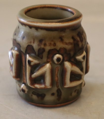 21581 RC Jar with motif in relief 6 cm Jorgen Mogensen April 1958 Royal Copenhagen Art Pottery