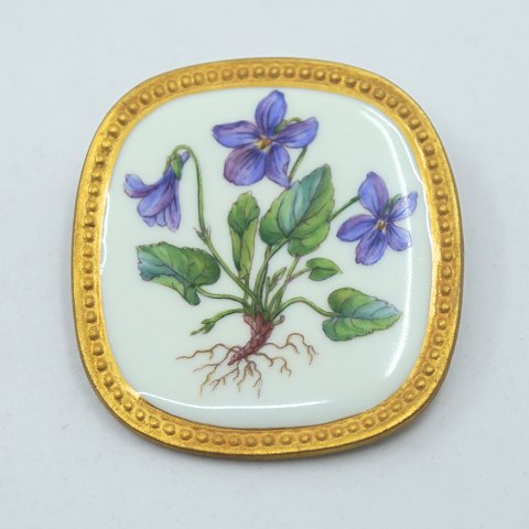 A. Michelsen and Royal Copenhagen; A Flora Danica brooch/pendant, sterling silver & porcelain