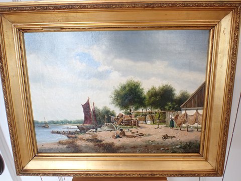 Harald Schumacher -Indrammet olie på lærred "Parti fra Skovshoved".