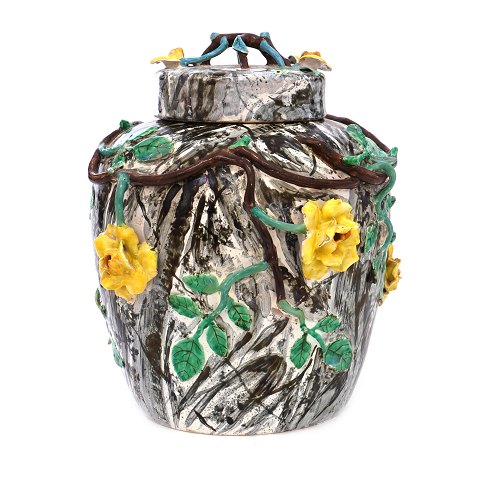 Lidded faience vase by Marieberg, Sweden. Signed circa 1765. H: 27cm