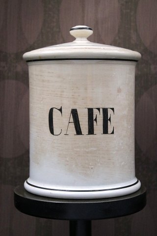 Old earthenware lidded coffee pot (Cafe) with a really nice old patina...