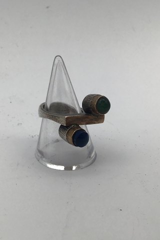 Ole W Jacobsen Sterling Sølv / Guld Ring med ædelsten
