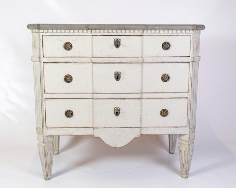 Gustavian Chest of Drawers With 3 Drawers - Grey Painted - Marbled Top - Swedish 
Origin - 1840s
Great condition
