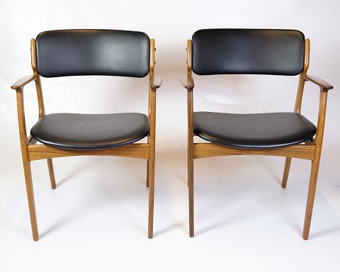 Sæt Af To Armstole - Model OD50 - Palisander & Sort Læder - Erik Buch - O.D 
Møbler - 1950erne
Flot stand

