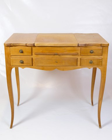 Sminkebord Med Indbyggede Skuffer & Spejl - Lys Mahogni - Louis XV-Stil - 
1920erne
Flot stand
