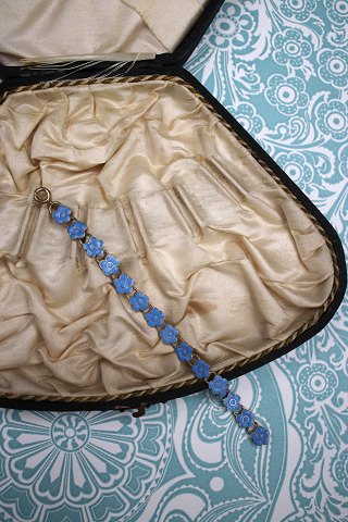 A. Michelsen bracelet "forget me not" in silver and turquoise enamel. Design 
Erik Herlöw...