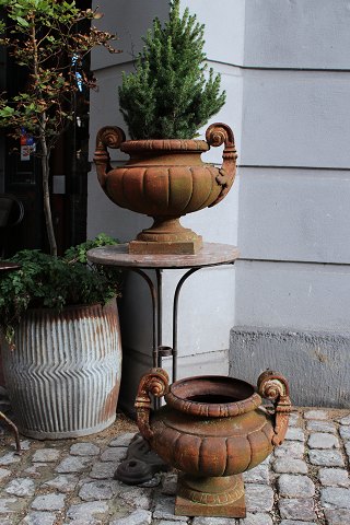 Large, French 19th century iron jars with handles 
and a really nice old patina...