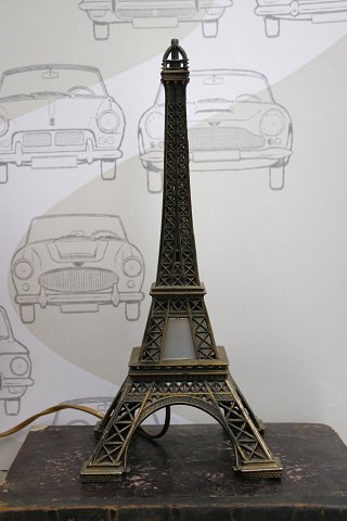 Old miniature Eiffel Tower in metal with light inside. H: 35cm...