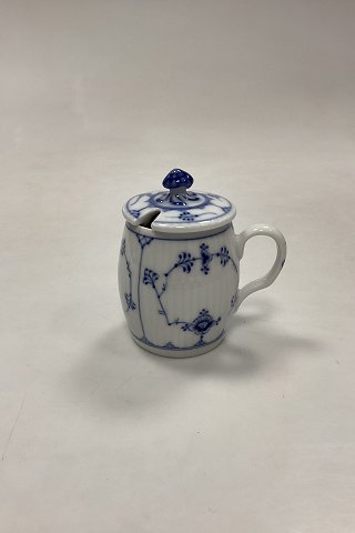 Royal Copenhagen Musselmalet Riflet Sennepskrukke med låg No. 137