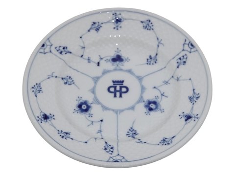 Blåmalet HotelporcelænKagetallerken med logo 15,5 cm.