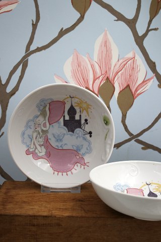 2 porcelain bowls with fairy tale motifs designed by Shane Brox in collaboration with Royal Copenhagen...