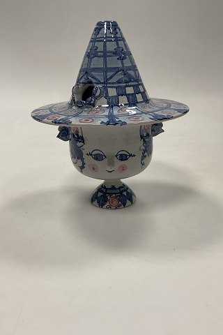 Bjørn Wiinblad Woman Head Vase with Hat as lid No. V13