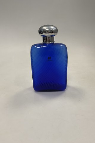 Carlo Moretti Murano Glass Bottle in Blue Glass and steel lid