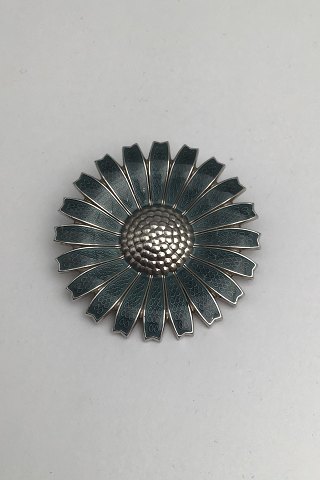 Georg Jensen Sterling Sølv Marguerit Broche / Vedhæng (Olivengrøn)