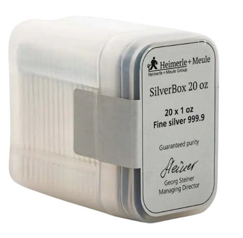 20 x 1 oz  Sølvbarrer , 999,9 ‰, Heimerle+Meule