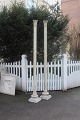 A pair of decorative antique French columns in wood and stucco. H:270cm.