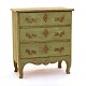 A Rococo chest of drawers, green decorated. Sweden circa 1760. H: 80cm. Plate: 70x41cm
