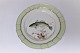 Royal Copenhagen. Fish plate with green border. Model 919/1710. Gadus merlangus