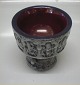 Michael Andersen Bornholm Baptism Cup 12 x 12 cm Grey glazed - red lustre glaze inside