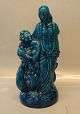 Royal Copenhagen Art Pottery Stoneware Sculpture in Turquoise  glaze 41 cm  Woman with child with merman and merchild signed HHH 