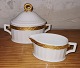 Guld vifte sukker -og flødesæt i porcelæn fra Royal Copenhagen