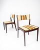 A set of 2 chairs - Dark wood - Light striped fabric - Danish design - Uldum 
Møbelfabrik - 1960
